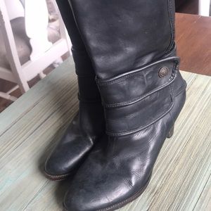 Frye boots 3.5 in heel black leather sz10.